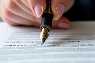 Pluma estilográfica sobre contrato